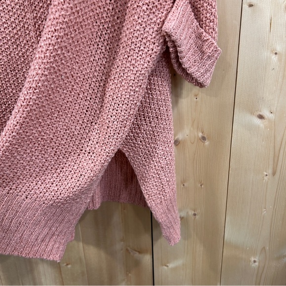 She + Sky Beachy Mauve Open Knit V-Neck Oversized Tunic Sweater – One Size - Picture 5 of 5